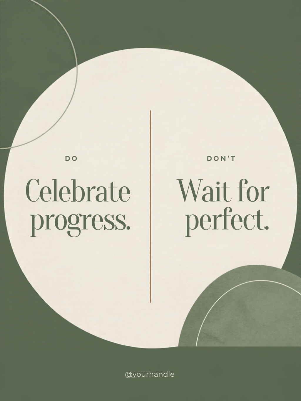 Instagram do and don't post template: celebrate progress, don't wait for perfect