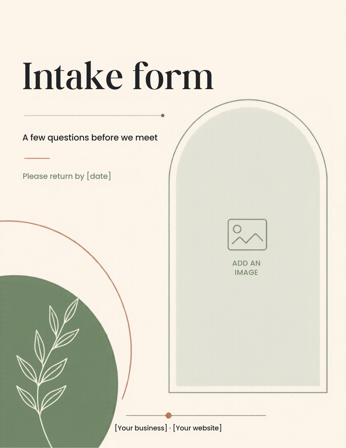 Client intake form template cover