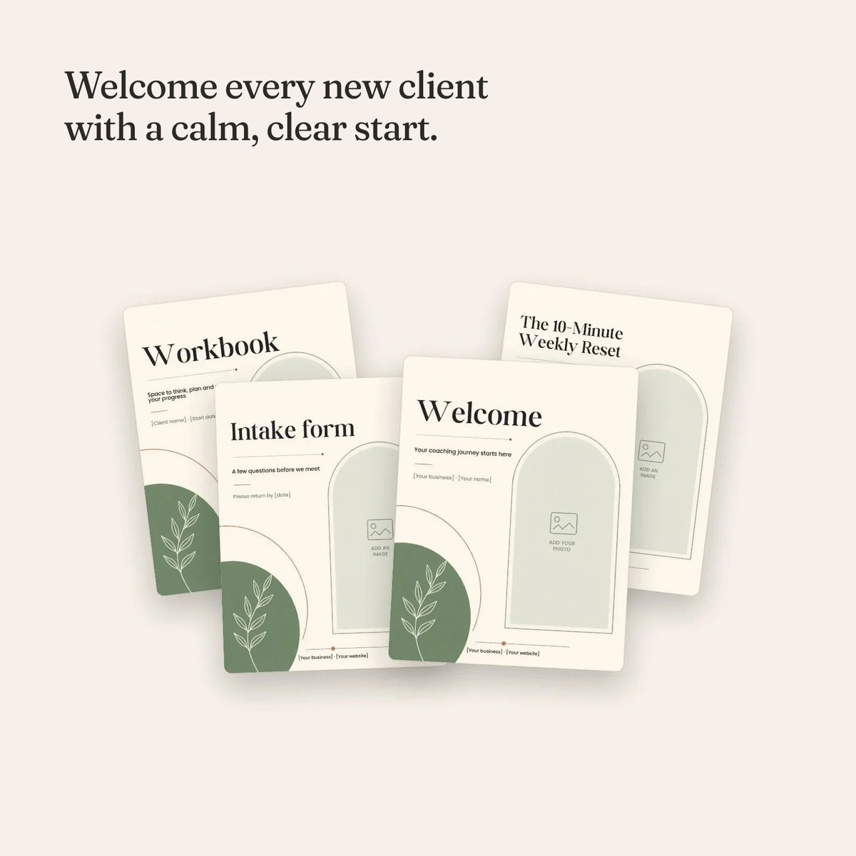Client Welcome Kit: welcome packet, workbook, intake form and lead-magnet ebook templates in Canva